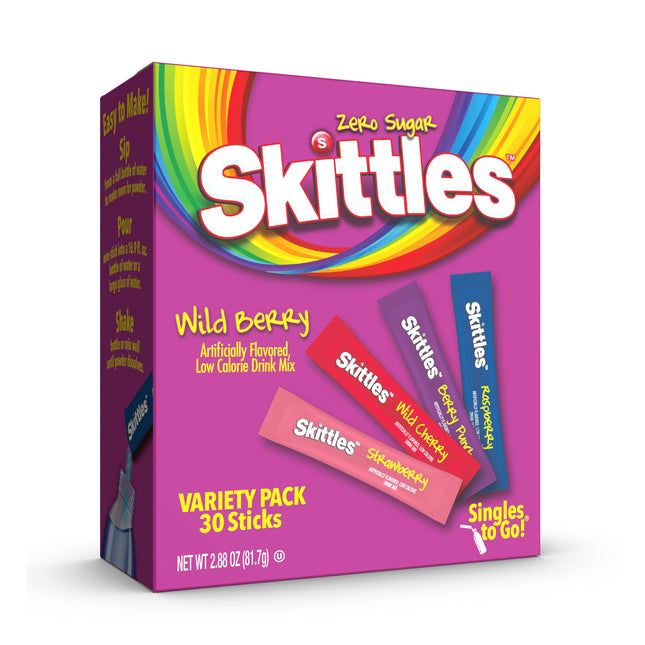 Skittles Singles to Go Wild Berry Variety Pack, Watertok Powdered Drink Mix, Zer