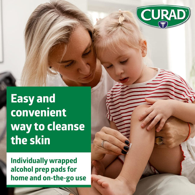 CURAD Alcohol Prep Pads (Pack of 4 Boxes) | 400 Pieces of Medium Isopropyl Alcoh