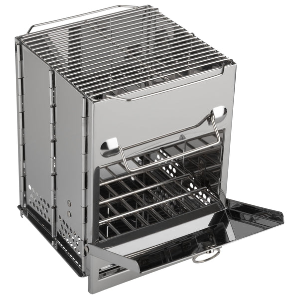 Camping Stove - Stainless-Steel Wood Burning Rocket Stove - Portable Grill for Beach, Picnic, Camp or Backpacking - Bushcraft Gear by Wakeman Outdoors