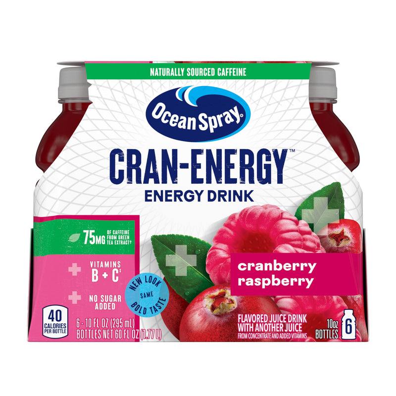 Ocean Spray® Cran-Energy™ Cranberry Raspberry Juice Drinks, 10 Fl Oz Bottles, 6 Count (Pack of 1) Cranberry Raspberry 10 Fl Oz (Pack of 6)