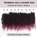 Vemet Goddess Locs Crochet Hair, 8 Inch 9 Packs Faux Locs Synthetic Crochet Hair, Boho Style Pre looped crochet with Curly Ends 8 Inch(Pack of 9) TBUG