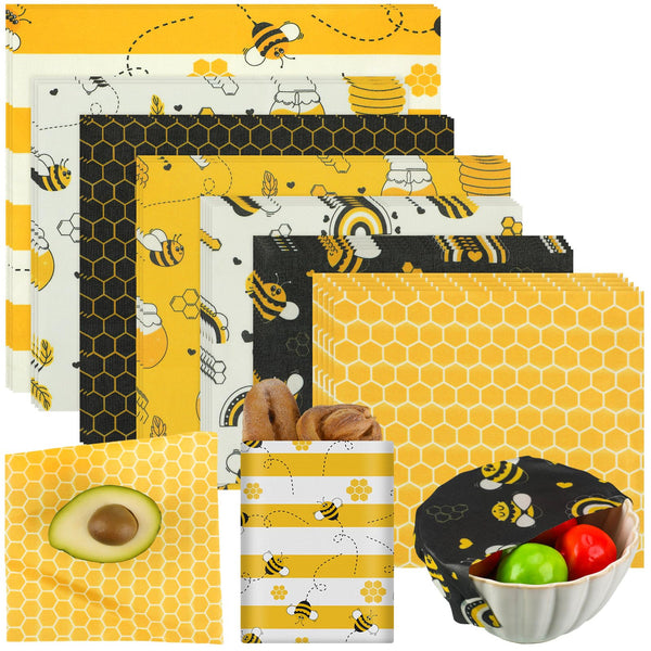 Tranqun 27 Pack Beeswax Wraps for Food Reusable Beeswax Assorted Bread Storage Wrap Fresh Food Keeper for Covering Dishes Sandwich Cheese Fruit