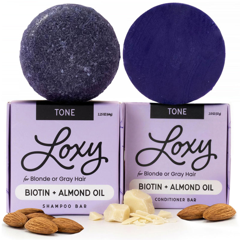 Naturel Toning Purple Shampoo and Conditioner Bar Set with Biotin for Blonde or Grey Hair, Shampoo Bar and Conditioner Bar for Blonde or Grey
