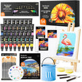 Shuttle Art 54 Pack Acrylic Paint Set, Acrylic Painting Set with 30 Colors Acrylic Paint, Wooden Easel, Painting Canvas, Paint Brushes, Palette,