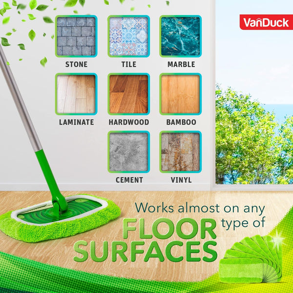 Reusable Mop Pads Compatible with Swiffer Sweeper (2-Pack) - Washable Microfiber Mop Pads for Wet & Dry Use - All Purpose Floor Mopping and