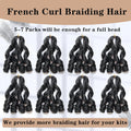 French Curl Braiding Hair 12Inch 8Packs French Curl Crochet Braids Short Curly Crochet Hair Bouncy Synthetic knotless Braiding Extensions(1B,