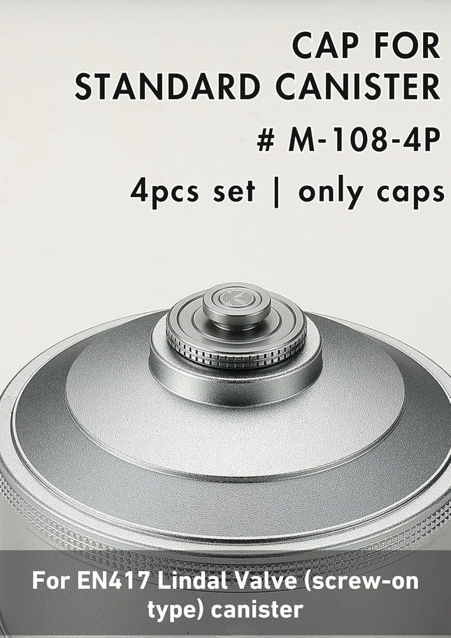 CAMPINGMOON 4Pcs Cap for Camping Gas Fuel Canister with EN417 Lindal Valve M-108