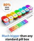 Extra Large Pill Organizer – Weekly Pill Box 7 Day AM PM for Big Vitamins & Supplements, Large Capacity Medication Dispenser with 7 Detachable
