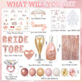 116 Pcs Bachelorette Party Decorations, Bride To Be Decorations include Bride To Be Sash Veil Crown Tattoo Stickers Photo Props Fringe Curtain for