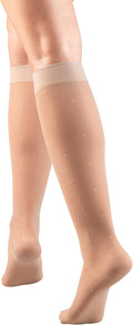 Truform Sheer Compression Stockings, 15-20 mmHg, Women's Knee High Length, Dot Pattern, Nude, Medium Nude Medium (1 Pair) Dot Pattern