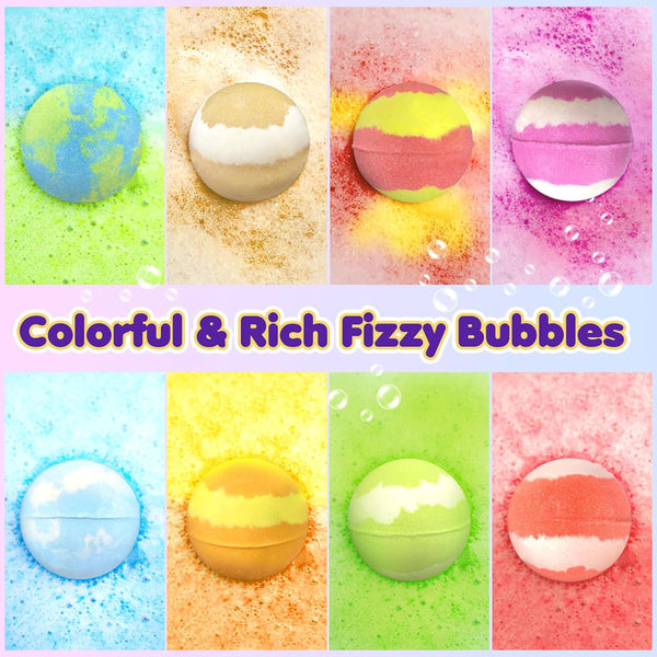 Bath Bombs for Kids with Toys Inside, 8 Light up Bath Bomb of Solar System Set, Planet Bath Bomb with Surprise Inside, Kid-Friendly Bubble Bath