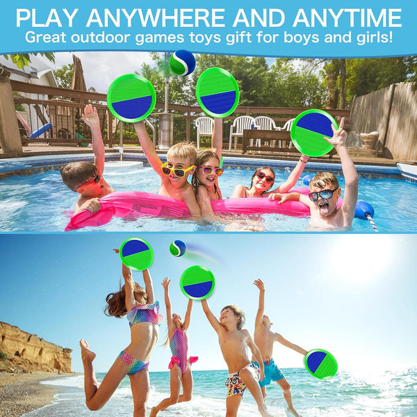 Ball Catch Game, Kids Toss Game for Ages 3 4 5 6 7 8-12 Year Old Boy Girl, Catching Balls Set with 2 Ball Paddles for Outdoor Yard Game, Pool or