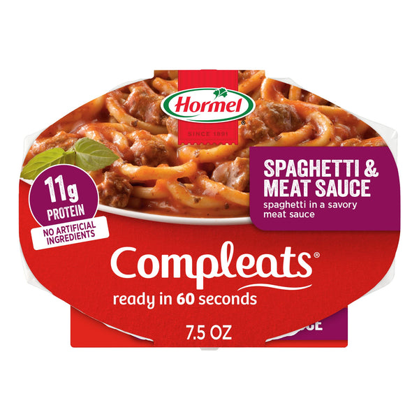 HORMEL COMPLEATS Spaghetti & Meat Sauce Microwave Tray, 7.5 oz. (7 Pack) Spaghetti with Meat Sauce