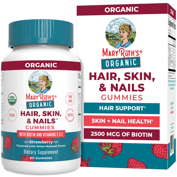 Maryruth Organics Hair | Skin | and Nails Vitamins | Biotin Gummies with Vitamin C & Vitamin E | Hair Growth Vitamins | Skin Care | Nail Strength