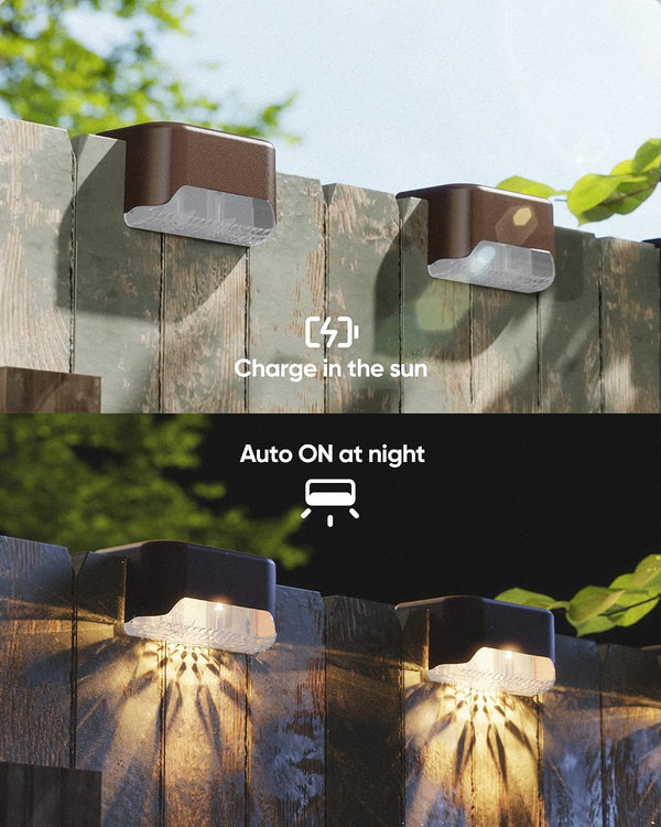 JACKYLED Solar Fence Lights 16 Pack Outdoor Solar Deck Light IP65 Waterproof Solar Step Lights Outdoor Lighting for Garden Deck Fence Railing