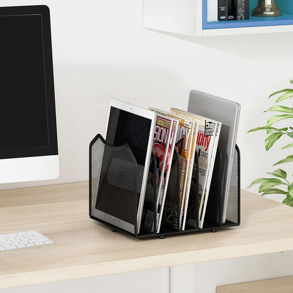 Simple Trending 5-Section Vertical File Organizer, Black 5 Section-Black