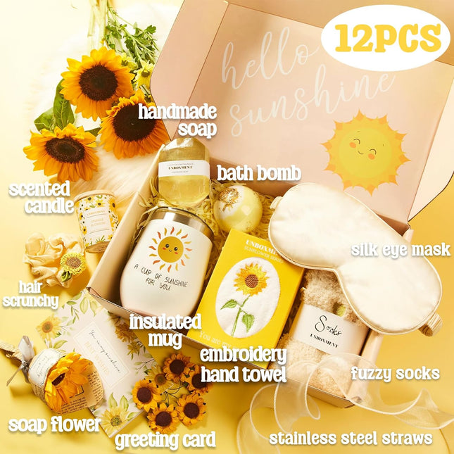 Sunflower Gifts for Women, Sending Sunshine Gift Basket, Get Well Soon for Sick 