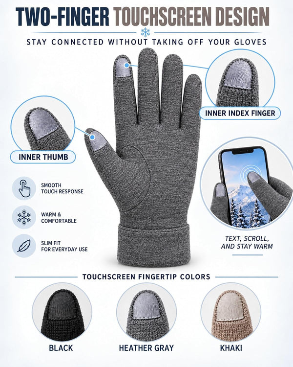 Patelai 3 Pairs Women's Winter Gloves Touchscreen Texting Color Set 1