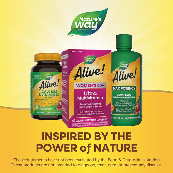 NatureÃ¢ÂÂS Way Alive! WomenÃ¢ÂÂS 50+ Ultra Potency Complete Multivitamin, High Potency Formula, Promotes Healthy Heart, Brain, Bones*, with