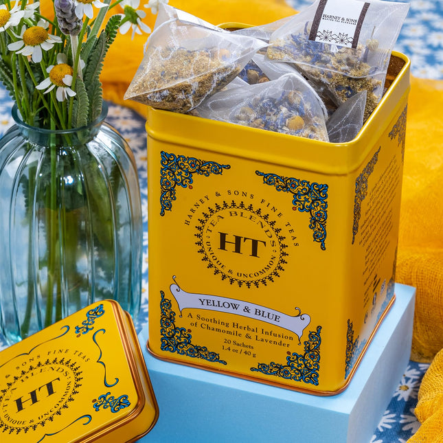 Harney & Sons Master Yellow & Blue Tea Tin - Herbal Blend of Chamomile, Lavender