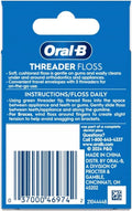 Oral-B Threader Floss 30 Count: 6 Envelopes of 5 Threaders (Pack of 3)