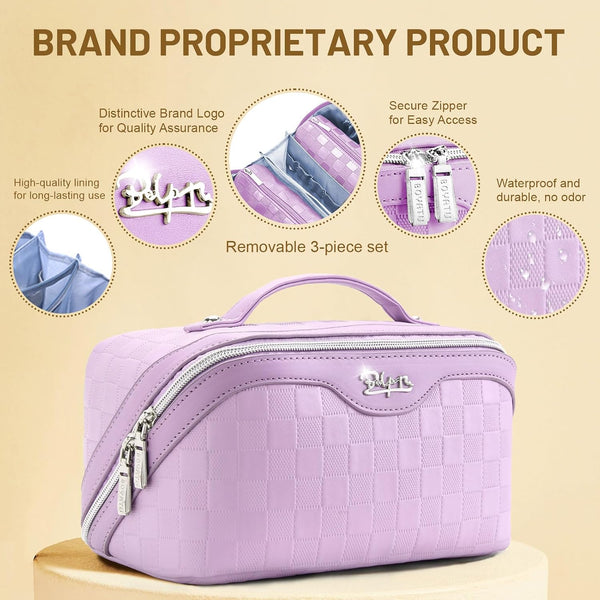 BOYATU Travel Makeup Bag for Women: Large Capacity Cosmetic Bags Organizer, Waterproof Toiletry Make up Case Gift for Her Girlfriend Best Friend