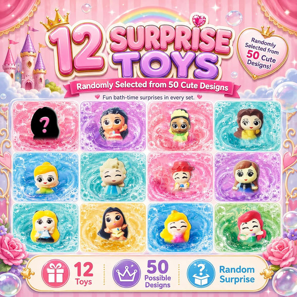 Bath Bombs for Kids: 12 Pcs Princess Bath Bombs with Toys Inside, Kids Bath Bomb Rich in Natural Essential Oils, Organic Bath Bomb Gift Set for