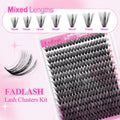 FADLASH DIY Lash Extension Kit Individual Lashes Cluster D Curl Eyelash Extension Kit with Lash Bond and Seal and Lash Applicator Tool for Self