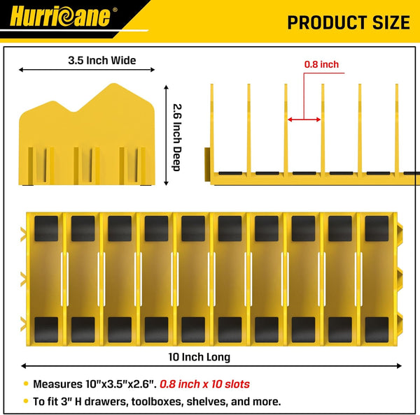 HURRICANE 2-Pack Plier Organizer Rack, 20-Slot Tool Box Organizer with Non-Slip Base, Extendable Drawer Storage for Pliers, Cutters & Hand Tools,