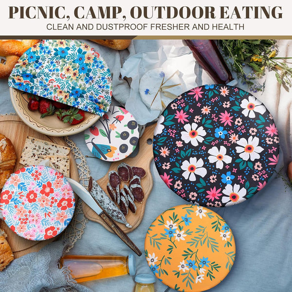 10 Pack Cloth Bowl Covers for Bread Rising - 5 Size Stretch Elastic Food Storage Container Lids - Reusable Cotton Fabric Covers for Food, Fruits,