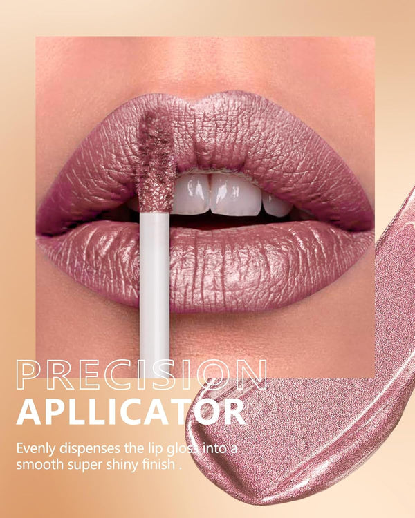 MAKI YIKA Metallic Pink Lipstick for Women Nude Lipsticks Long Lasting Shine Glitter Lipstick No Smudge No Transfer Liquid Lip Gloss (BR010 Sweet