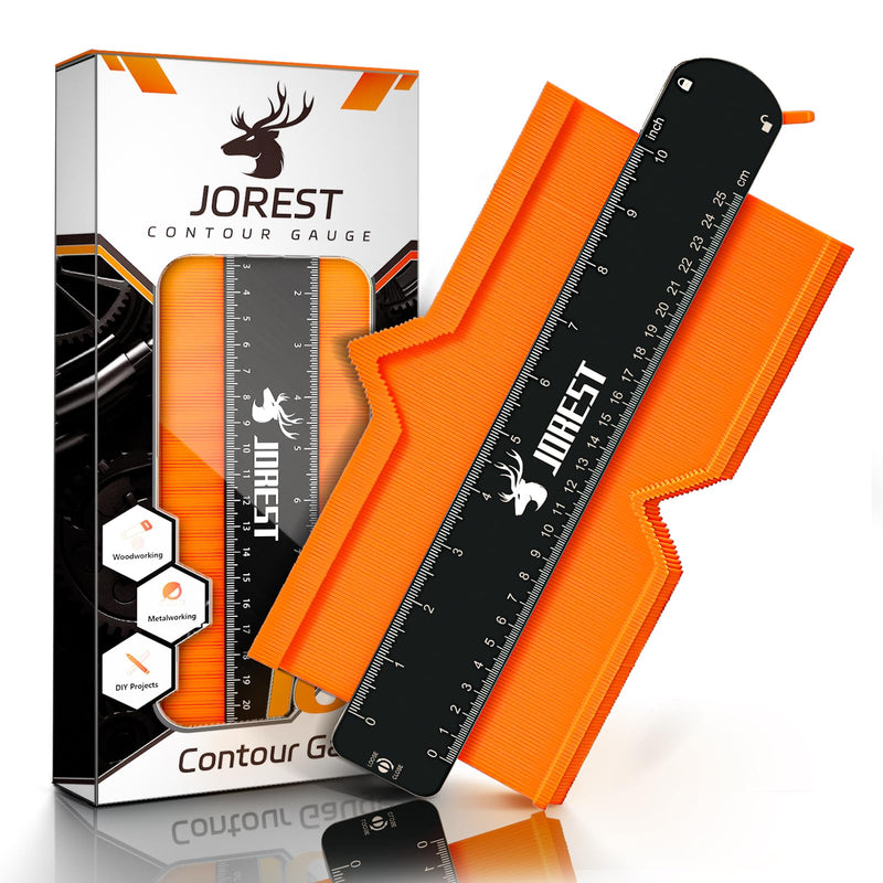 JOREST Contour Gauge with Lock (10 Inch), Gift Ideas for Men Dad Carpenter Handyman, Profile Tool with Measuring Scale for Tile Flooring, Carpet