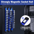 WORKPRO Magnetic Socket Organizer, Heavy Duty 3/8-Inch Drive Socket Rail | Aluminum Alloy, 10 Pieces Clips, Rotatable & Movable Clips, Efficient