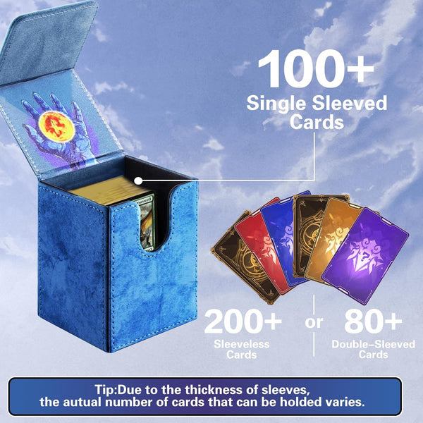 MTG Commander Deck Box with 2 Dividers, Fits 100+ Single Sleeved Cards, Strong Magnet Magic Gathering Deck Box, PU Leather Trading Card Storage
