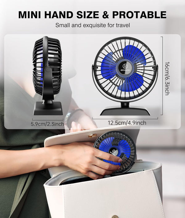 JZCreater USB Desk Fan, 2Pack USB Fan, 360 Rotation Desktop Fan with 3 Speed, Table Personal Cooling Fan, Quiet Mini Desk Fan, USB Powered, Small