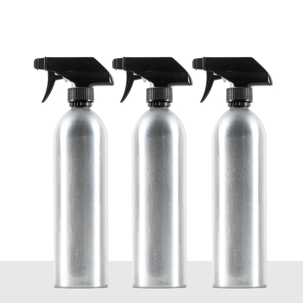 Aluminum Spray Bottles (3 Pack) 20oz - Silver Metal Aluminum Refillable Spray Bottles, Cleaning Solution, Hair, Plants, Gardening, BBQ Grill,