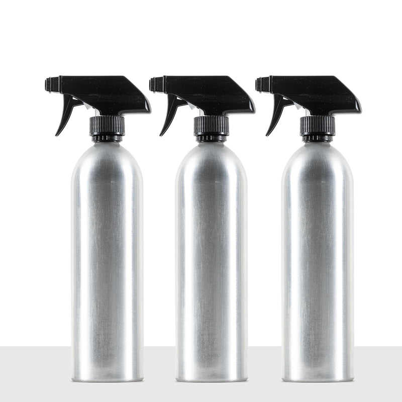 Aluminum Spray Bottles (3 Pack) 20oz - Silver Metal Aluminum Refillable Spray Bottles, Cleaning Solution, Hair, Plants, Gardening, BBQ Grill,