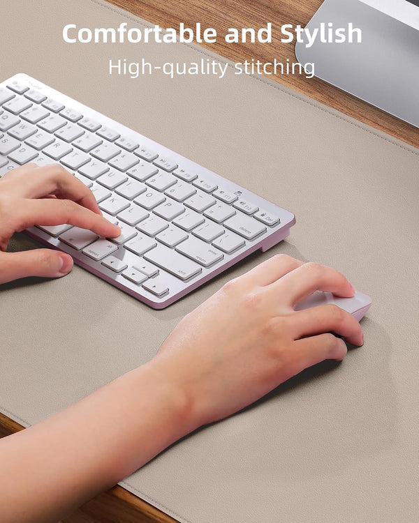 Leather Desk Pad Protector, Beige, 31.5" x 15.7"，Office Desk Mat Beige 31.5" x 15.7"