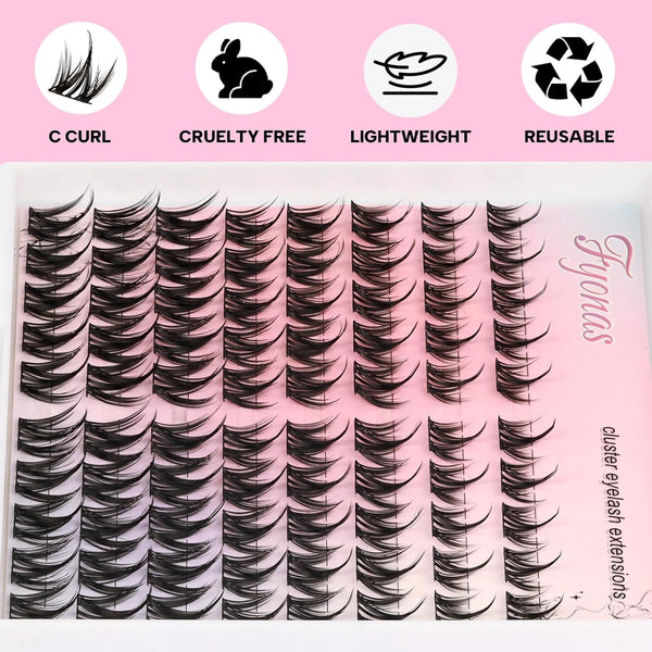 Lash Clusters Manga Eyelash Clusters Spiky Cluster Eyelash Extensions 80Pcs C Curl Individual Lashes Volume Anime Lash Clusters with Thin Band