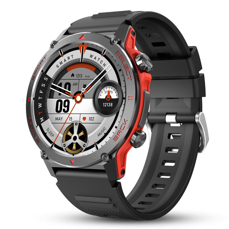 Popglory Smart Watch, 1.43''AMOLED 45mm Military Smartwatch Men Women Answer/Make Call, Digital Fitness Watch, 110+ Sports, Blood Pressure, Heart