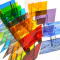 12 Sheets Transparent Stained Glass Sheet Variety Pack, 4 x 6 inch Cathedral Art Glass Mosaic Tiles for Crafts, Stained Glass Supplies for