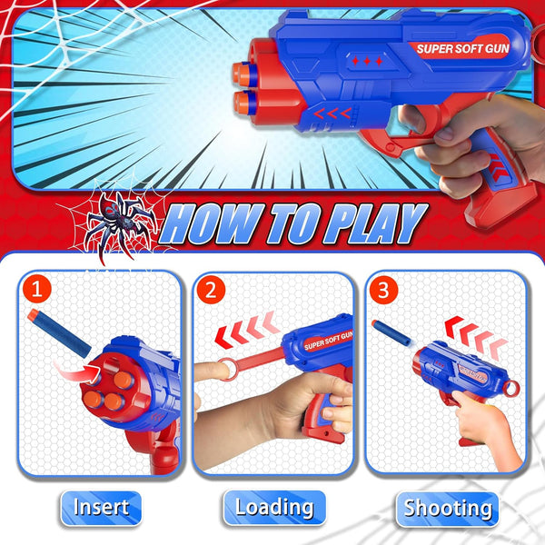 Shooting Games Toys for Nerf Gun Party, Shooting Targets with Toy Guns 10 Foam Darts Kids Outdoor Indoor Toys for Birthday Easter Xmas Gifts for 4