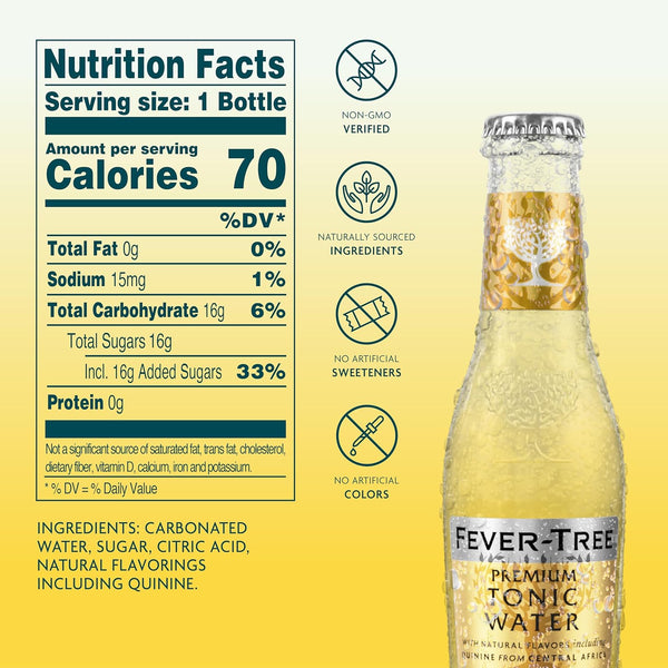 Fever-Tree Indian Tonic Water - Premium Quality Mixer - Refreshing Beverage for Cocktails & Mocktails. Naturally Sourced Ingredients, No