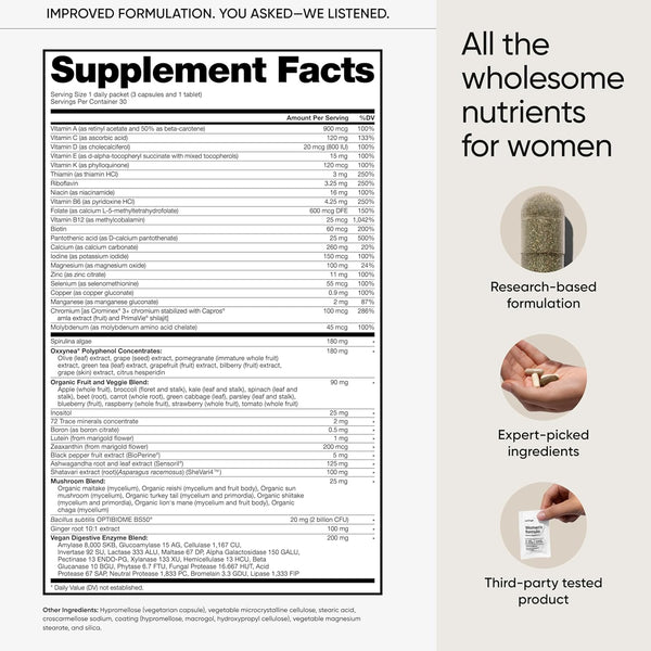 Multivitamin for Women, All-In-One Supplement Complex with Vitamin B12, A, C, Biotin, D, E, Folate, Collagen â 106 Nutrients for Overall Women'S