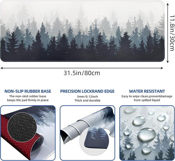 Galdas Mouse Pad For Gaming,Forest Background Pattern XXL XL Large Mouse Mat Long Extended MousePad Desk Mat Non-Slip Rubber Mice Pads Stitched
