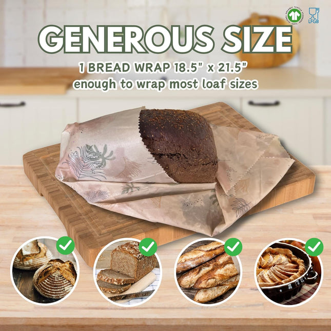 XL Beeswax Wraps 18.5X21.5" - Reusable Organic Bee Wax Bags for Food Storage, Bread, Sandwich, Sourdough, Eco-Friendly W