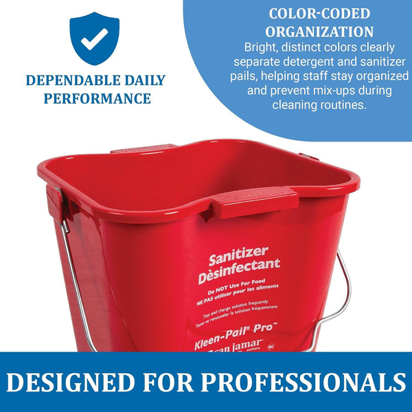 San Jamar Kleen-Pail Pro, Bucket with Handle for Cleaning Products in Commercial and Home Setting, 6 Qts, 1 Count, Red 6 Quarts 1