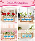 Nacome Plant Terrarium with Wooden Stand, 3 Heart Bulb Glass Vases Transparent
