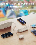 Portable Charger with Built in Cables, Portable Charger with Cords Wires Slim 10000Mah Travel Essentials Battery Pack 6 Outputs 3A Fast Charging