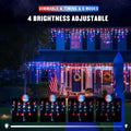 JMEXSUSS Icicle Lights for 4th of July Decor, 400 LED Red White and Blue | 38.8 Ft Icicle Lights for Outside, Independence Day Icicle String Light